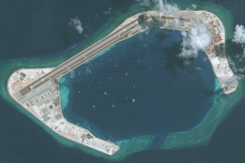 Environmental impact of dredging for artificial islands in the South China Sea.